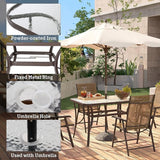 soges 47in Outdoor Patio Bistro Coffee Tea Table, Rectangular Tempered Glass Steel Frame Dining Table with Umbrella Hole - Photo 6