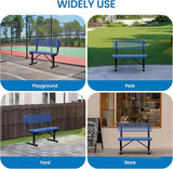 4 Feet Steel Park Bench for Outside, Outdoor Bench with Backrest & Portable Frame, Commercial Benches for Shopping Malls - Photo 8