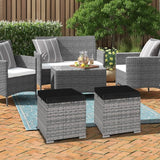 RELAX4LIFE Wicker Outdoor Storage Ottoman - 2-Piece Rattan Footstool w/Removable Cushion - Photo 8