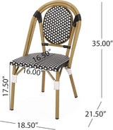 Gwendolyn Outdoor French Bistro Chairs (Set of 2), Black, White, and Bamboo Finish - Photo 3