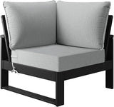 Costaelm Rockaway Outdoor HDPE Sectional Corner Sofa Seat with Water-Proof Cushions, Light Gray
