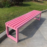 Weatherproof Pink Cast Iron Outdoor Bench, 47in Backless Garden Furniture for Patio - Photo 6