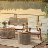 LuxenHome Outdoor Coffee Table, 17'' Tall Rope Modern Acacia Wood Outdoor Side Table for Patio - Photo 5