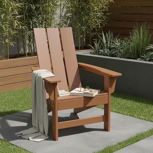 Shine Company Coastal Modern All-Weather Adirondack Chair, Brown