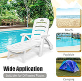 Tangkula Outdoor Chaise Lounge Chair, Adjustable 5-Position Recliner Chair with Built-in Wheels - Photo 8