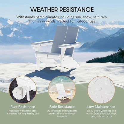 WestinTrends Riviera Outdoor HDPE Modern Adirondack Chair with Cup Holder, White
