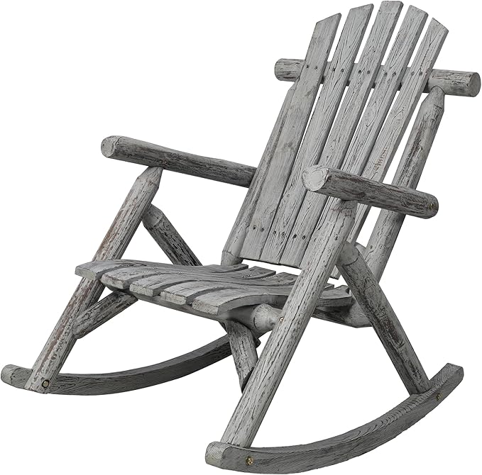 Ergonomic Fir Wood Porch Rocking Chair for Outdoor Relaxation and Garden Lounging with Heavy-Duty Support and Smooth Gliding Motion