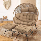 NICESOUL Indoor Outdoor Double Egg Chair with Footstools & 6.5" Thick Cushions - Photo 4