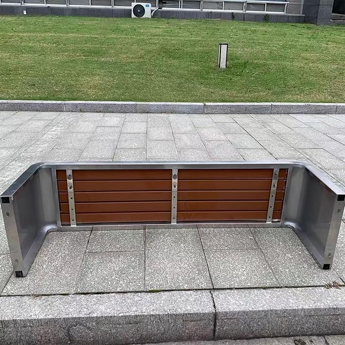 Metal Garden Bench, Patio Benches for Outdoors, Outside Backless Park Bench, 2-3 Seater Front Porch Benches, for Balcony, Park, Lounge(Gray,120cm/47.2in)