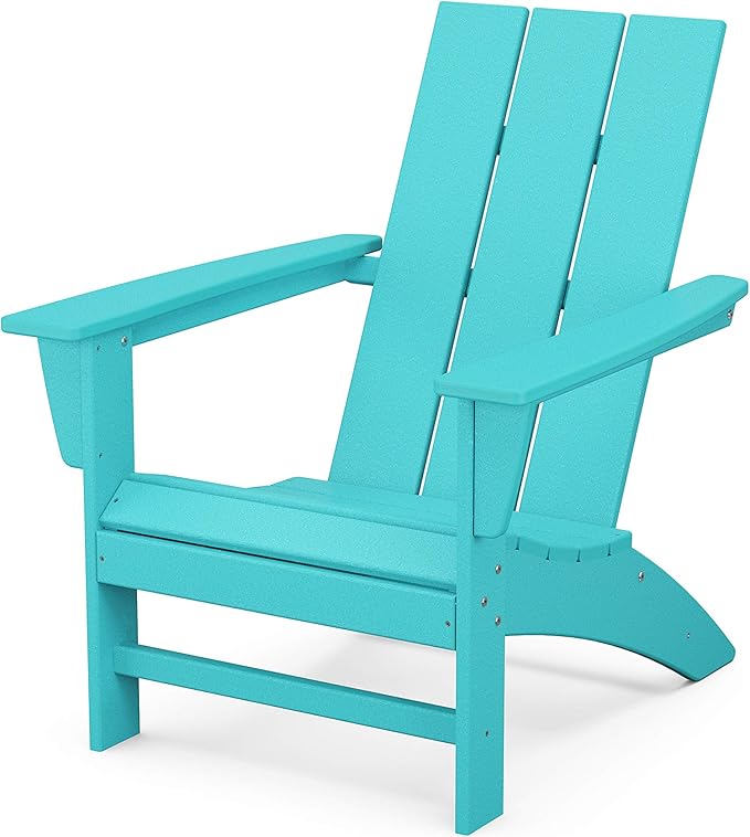 POLYWOOD Modern Adirondack Chair – All-Weather Outdoor Lawn Adirondack Chairs – HDPE, Fade-Resistant & Durable Outdoor Furniture – For Patio, Deck & Fire Pit Chairs – Aruba