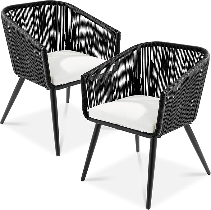 Best Choice Products Set of 2 Patio Dining Chairs, Outdoor Seating for Backyard, Poolside, Balcony w/Woven Wicker Design - Photo 1