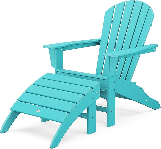 POLYWOOD South Beach 2-Piece Adirondack Chair Set with Ottoman