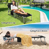 GYMAX Tanning Chair, Folding Lounger with Face/Arm Holes, Carry Handles & Side Pocket - Photo 3