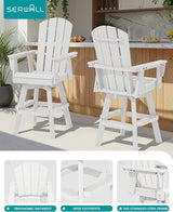 SERWALL 5-Piece Swivel Adirondack Bar Set, HDPE Swivel Bar Height Chairs Set of 4 with Bar Table - Photo 3