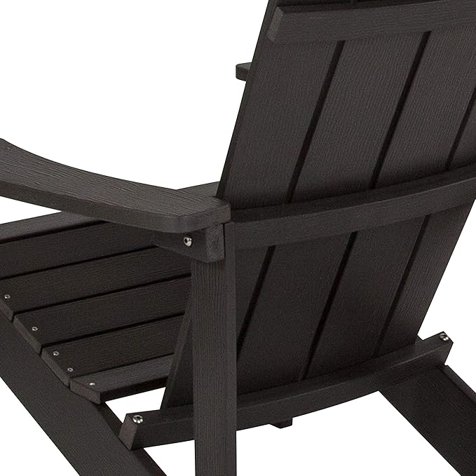 EMMA + OLIVER Outdoor Slate Gray All-Weather Poly Resin Wood Adirondack Chair