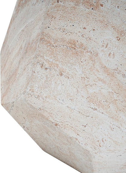 Outdoor Side Table Faux Marble End Table Faux Stone Side Tables Travertine Small Coffee Tables for Indoor Outdoor, Garden Stool Plant Stand for Porch, Backyard Patio, Hexagonal