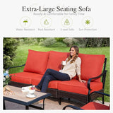 Sophia & William Patio Furniture Set, 4 Piece Metal Outdoor Conversation Set with 3-Seater Outdoor Couch, 2 Sofa Chairs - Photo 3