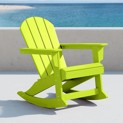 WO WESTIN OUTDOOR HDPE Laguna Outdoor Rocking Poly Adirondack Chair, Lime