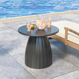 Round Metal Outdoor Patio Side Table Set of 2, Steel Outdoor Accent Table, Black Small End Table, PatioFurniture - Photo 8