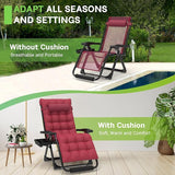 ZENPETIO 29In XL Zero Gravity Chair w/Cushion, Zero Gravity Recliner Lounge Chair for Indoor and Outdoor - Photo 5
