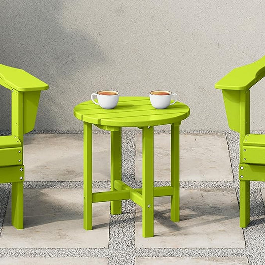 WestinTrends Dylan Adirondack Round Outdoor Side Table, Lime