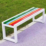 2-3 Person Outdoor Garden Benches, Backless Weatherproof Seat Benches, Metal Frame Patio Park Bench with Slatted Seat - Photo 1