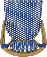 Christopher Knight Home Gwendolyn Outdoor French Bistro Chairs (Set of 2), Blue + White + Bamboo Print Finish - Photo 7