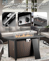 7 Pieces Outdoor Furniture with Fire Pit Deep Seating Outdoor Glider Loveseat with Patio Swivel Chairs Outdoor - Photo 6