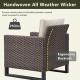 Rilyson Wicker Outdoor Patio Furniture Set - 5 Piece Patio Conversation Set with 2 Wicker Armrest Chairs - Photo 4