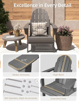 Folding Adirondack Chair - Durable HDPE Poly Lumber All-Weather Resistant - Photo 6