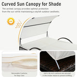 Outdoor Double Chaise Lounge with Adjustable Backrest and Sun Canopy - Photo 5