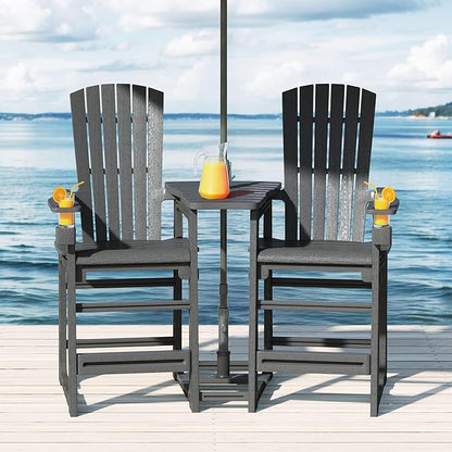 WestinTrends Azura Outdoor Tall Adirondack Chairs with Connecting Table Tray (Set of 2), Gray