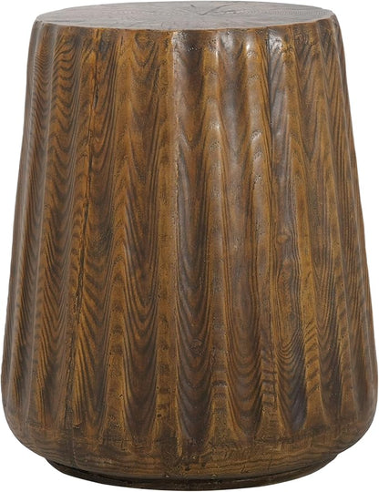 Christopher Knight Home Caded Lightweight Concrete Round Coffee Table, Indoor and Outdoor Side Table for Living Room, MGO Small Side Table, Tree Stump Style, No Assembly Needed, Brown