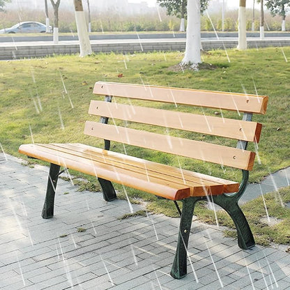 Outdoor Metal Garden Bench - 350lbs Capacity, Weather-Resistant Patio Bench with Backrest & Slatted Seat for Porch, Lawn, Balcony, and Patio Furniture (B-47"x15.7"x15.7")