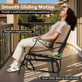 Tangkula Outdoor Glider Rocking Chair, Patio Gliding Chair Furniture with Metal Frame and Thick Cushions for Porch - Photo 6