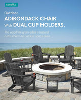 SERWALL Foldable Adirondack Chair Set of 8, Oversized HDPE Adirondack Chair with Wood-Texture-Gray - Photo 6