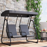2-Person Patio Porch Swing Chair, Heavy Duty Outdoor Glider with Adjustable Canopy, High Backrest, Removable Cushions - Photo 9
