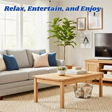 44 Inch Outdoor Cedar Coffee Table, Solid Cedar Wood Farmhouse Side Table with Slatted Top, Patio, Garden, Deck - Photo 8