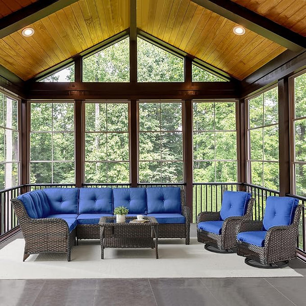 Belord Patio Furniture Set 6 Seats, Outdoor Swivel Rocker Patio Chairs, Oversized Outdoor Sectional Couch - Photo 1