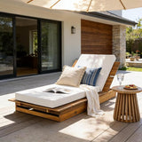 Christopher Knight Home Bard Patio Chaise Lounge Chair Outdoor, Acacia Wood Poolside Sun Lounger with 4-Thick Cushion - Photo 1