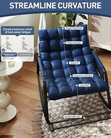 Oversized Indoor Rocking Chair, Plush Papasan Chair with Comfy Padded Cushions & Side Pocket, for Patio Garden, Porch - Photo 6