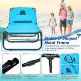 Goplus Tanning Chair, Folding Beach Lounge Chair with Face Hole, Removable Pillow, Carry Strap, Position Adjustable - Photo 6