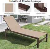COSTWAY Lounge Chair Outdoor, Aluminum Frame Chaise Lounge with 6-Position Adjustable, Breathable Fabric - Photo 7