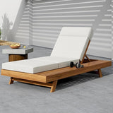 Christopher Knight Home Kayes Wood Chaise Lounge with 4'' Four-Folds Cushion - Photo 1