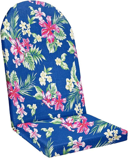 BrylaneHome Adirondack Chair Cushion - 44" L x 18" W x 2" H - Patio & Outdoor - Water, Stain & Fade Resistant - Cobalt Tropicana