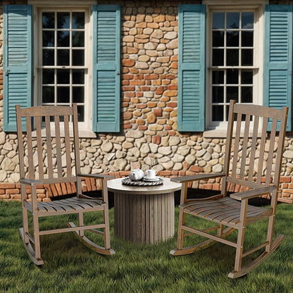 SUPER DEAL Outdoor Rocking Chair Set of 2, All Weather Resistant Wood Outdoor Indoor Patio Porch Rocker Chair,Natural