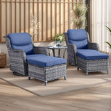 Rilyson Wicker Patio Furniture Set - 5 Piece Rattan Outdoor Sectional Conversation Sets with 2 Swivel Rocking Chairs - Photo 1