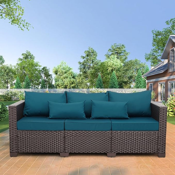 Outdoor Couch 3 Seater Sofa Outdoor Furniture Deep Seat High Backrest Patio Couch with Non-Slip Cushions and Waterproof - Photo 1