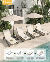Outdoor Chaise Lounge Chair Set of 30, 5-Position Adjustable Patio Lounge Chair with Aluminum Frame - Photo 5