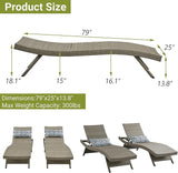 Outdoor Wicker Reclining Lounge Chair, 79" Rattan Patio Chaise Lounges for Poolside, Garden, Backyard, Set of 2 - Photo 2
